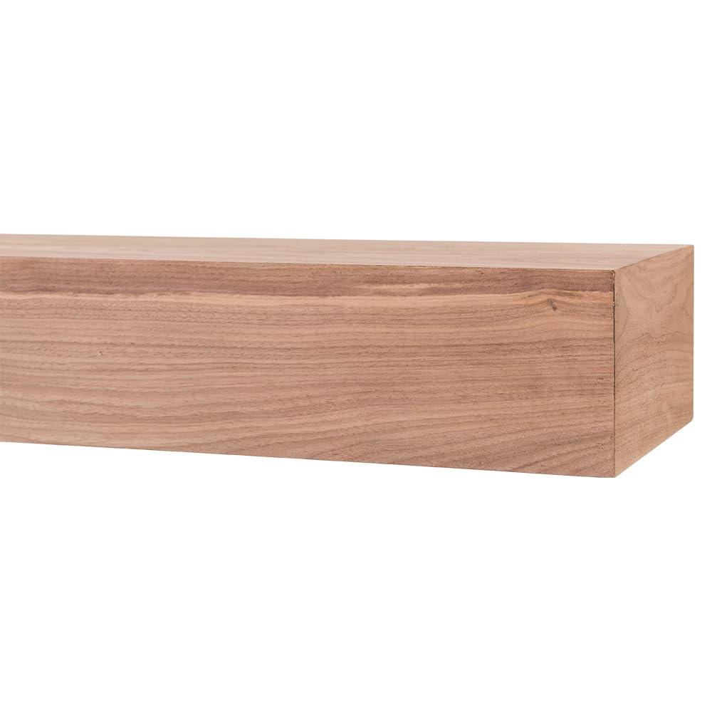 Modern Ember Walnut Creek 72 Inch Fireplace Mantel Shelf in Burnt Sienna - Durable 9" Depth, Wall-Mounted Shelf with Smooth Finish and Close-Grain Details, Real Walnut Wood Modern Ember