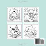 Ocean Scene Coloring Book Bold and Easy: 50 Coloring Pages for Adults and Teens With Cute Ocean Animals, Stress Relief Designs WoodArtSupply