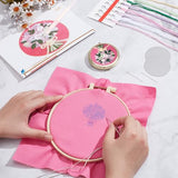 WEBEEDY DIY Foldable Mirror Set Mini Bouquet Makeup Mirror Needlework for Beginners,Hand Sewing Cross Stitch Kit with Stamped Pattern Cloth Embroidery Hoop Thread,Women Mirrors Crafts Gift