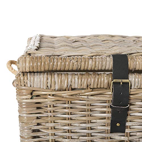 happimess HPM9000C Caden 46" Wicker Storage Trunk, Collapsible for flat storage, Rattan-Kubusoft Gray, Coastal for Office, Dorm Room-LivingRoom, Bedroom, Dining Room, Natural happimess