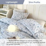 EAVD Blue Floral Comforter Set Twin/Twin XL White Soft Microfiber 3-Pieces Boho Botanical Flower Bedding Comforter Set for Girls with 2 Pillowcases Cute Fresh Botanical Bedding Set for All-Season EAVD