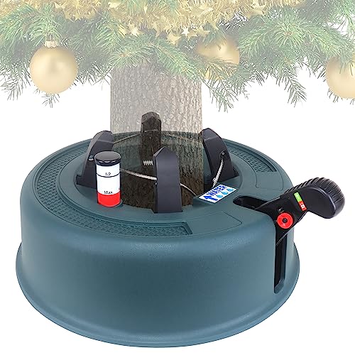 Top Treasures Christmas Tree Stand With Water Reservoir and Fast Clamp - Fits 6ft Tree with 5" Diameter - Equipped with a Water Level Indicator Top Treasures