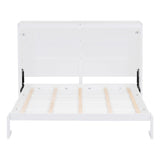 Merax Modern Farmhouse Solid Wood Murphy Bed Chest, Wall Bed with Wood Slat Support/No Box Spring Needed/Space Saving/Queen,White Merax