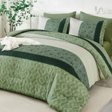 Dinjoy Green King Size Comforter Set,Striped Bed in a Bag King 7 Pieces Soft Microfiber Bedding Comforters Sets Boho Bed Complete Set for Summer All Season Dinjoy