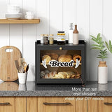 Goozii Black Bread Box for Kitchen Countertop, Large Bread Storage Container for Homemade Bread, Wood Farmhouse Breadbox Organizer for Kitchen Counter Corner, Cabinet, Pantry, Cupboard (Black) Goozii