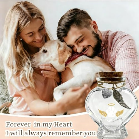 Chowsie Pet Memorial Bottle for Pet Hair, Pet Fur Memorial Keepsake, Keepsake for Dog and Cat Hair with Heart Shape Glass Chowsie