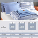 Codi Queen Size Comforter Sets with Sheets, Modern Blue and White Striped Bed in a Bag, 7-Piece Complete Bedding Set Including Reversible Comforter, 2 Sheets, Pillowcases & Shams Codi