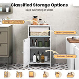 Tangkula White Freestanding Bathroom Storage Cabinet with Adjustable Shelf Tangkula