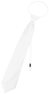 Vesuvio Napoli PreTied Men's Necktie Solid WHITE Color Mens Zipper Neck Tie Vesuvio Napoli