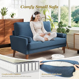 Vesgantti Loveseat Sofa with Solid Wood Legs, 48" Small Couches for Small Spaces, Love Seat for Living Room, Bedroom, Easy Assembly Mid Century Modern Couch with Throw Pillow for Apartment, Blue Vesgantti