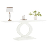 Tribesigns 59 Inches Console Table for Entryway, White Farmhouse Console Table for Living Room, Wood Sofa Table Behind Couch, Modern Narrow Long Foyer Entry Hallway Table with Double Arc Base Tribesigns