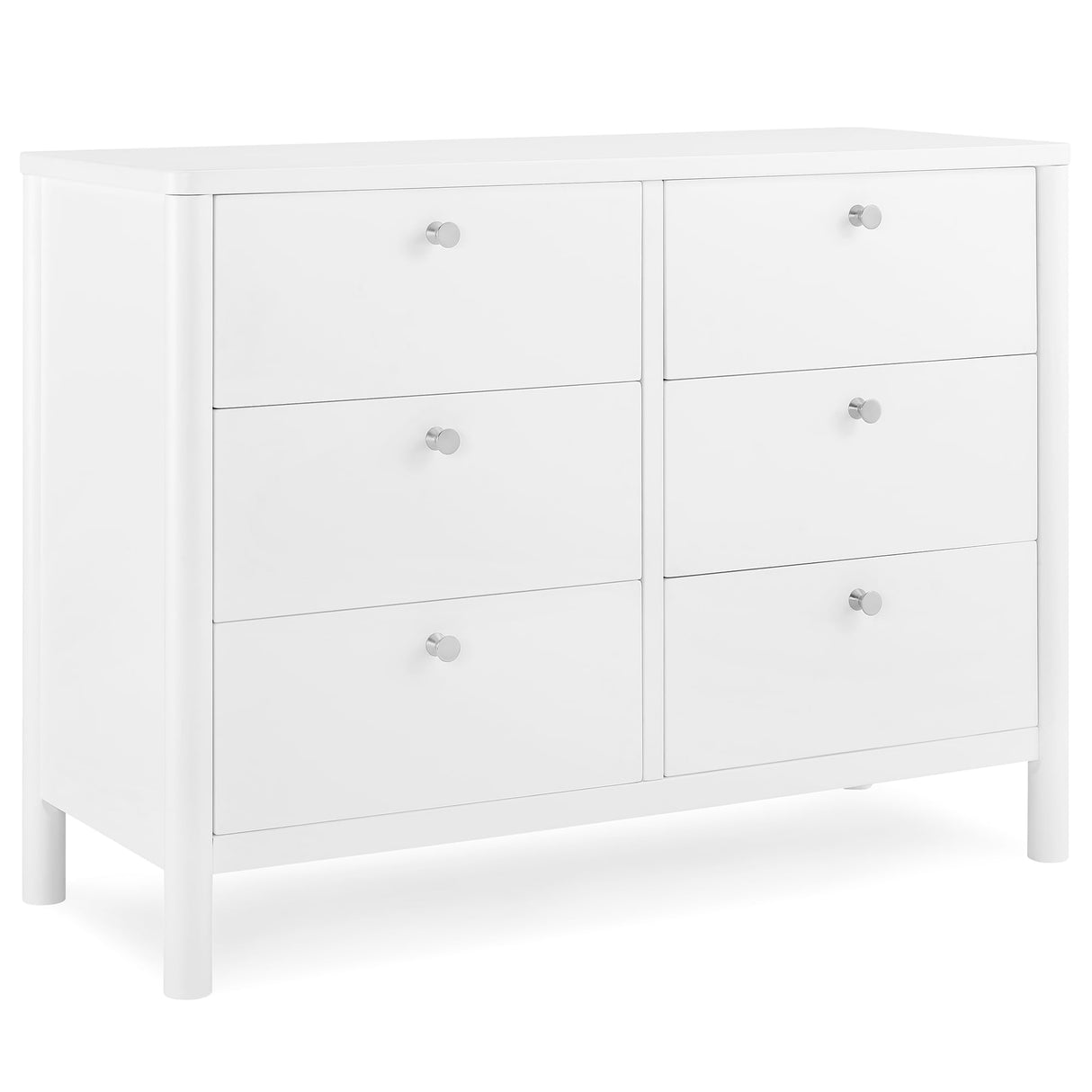 Delta Children Brooks 6 Drawer Dresser with Interlocking Drawers (Includes 3 Sets of Knobs – Choose from Natural, Brushed Nickel & Melted Bronze), Bianca White Delta Children