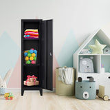 iCHENGGD Metal Cabinet, 47" H Home Office Storage Lockers, Vertical Steel Storage Cabinet with Locking Door and 2 Adjustable Shelves, Small Metal Locker Cabinets (1 Door, Black) iCHENGGD