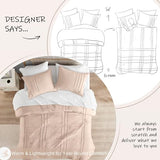 Comfort Spaces Blush King Size Comforter Set - 3 Piece Pintuck Pleated Bedding Set, All Season Lightweight, Extra Soft Pre-Washed Microfiber Bed Set, Shams Comfort Spaces
