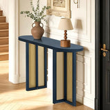 OMCHOM Blue Narrow Entryway Console Table Boho, 48 Inch Sofa Table with Leveling Feet, Hallway Table for Small Spaces Living Room Foyer Behind Couch, Easy Assembly OMCHOM