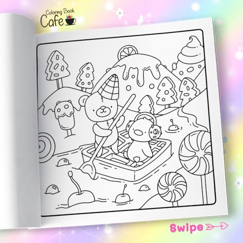 Cozy Delights: Cute Coloring Book for Adults and Teens Featuring Adorable Animal Characters, Candyland Adventures, Chocolate Mountains, and Cozy Hygge Delights! WoodArtSupply
