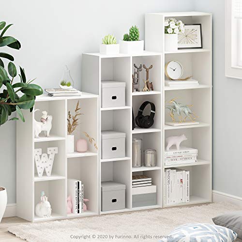 Furinno Luder Bookcase / Book / Storage , 7-Cube, White - WoodArtSupply