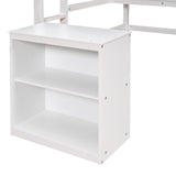 Bellemave Twin Loft Bed with Desk and Storage – Solid Wood Frame in White Bellemave