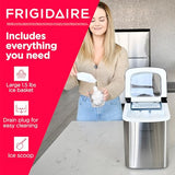 Frigidaire Compact Countertop Ice Maker, Makes 26 Lbs. of Bullet Shaped Ice Cubes Per Day, Silver Stainless Frigidaire