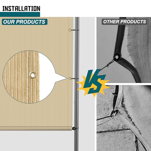 TANG Outdoor Pergola Shade Cover Canopy for Patio Deck Porch Backyard Universal Replacement Shade Cover with Spaced Grommets 2 Sides Weighted Rods 8'x16' Beige TANG