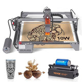 VEVOR 10W Output 10000mm/min Movement Speed, Compressed Spot with Rotary Roller, Laser Cutter for Wood, Certain Metal, Gray VEVOR