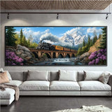 Wergund 5D DIY Large Diamond Art Kits for Adults Train, Large Size Diamond Art Mountain, Full Drill Crystal Rhinestone Embroidery Cross Stitch Arts Craft Canvas Home Wall Decor Gift 12x30Inch Wergund