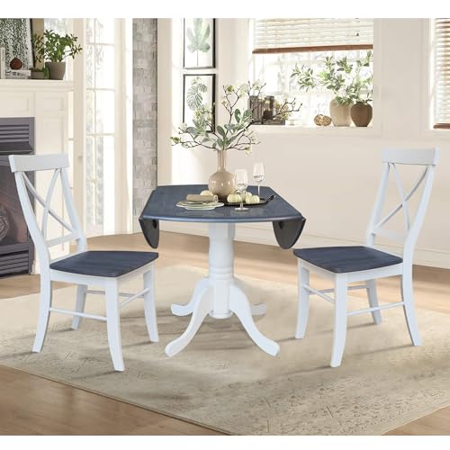 IC International Concepts Chairs Dining Table Set, White/Heather Gray - WoodArtSupply