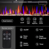HOMCOM 50" Electric Fireplace Recessed and Wall Mounted with Remote Control, 1500W Fireplace Heater with 8H Timer, Adjustable Flame Color and Brightness, Log and Crystal HOMCOM