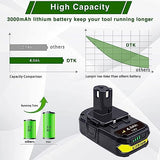 DTK 2Packs 4.0Ah Battery Replacement for Ryobi 18V ONE+ Battery P104 P105 P102 P103 P107 18V Lithium Battery DTK