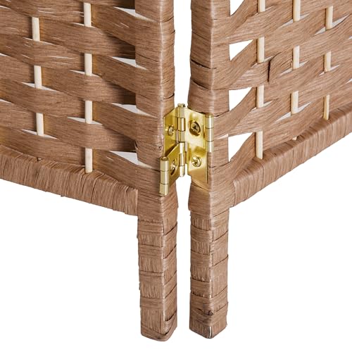 HOMCOM Room Divider, 6 Panel Folding Privacy Screen, 6FT Tall Portable Wicker Weave Partition Wall Divider for Bedroom, Home Office, Natural HOMCOM