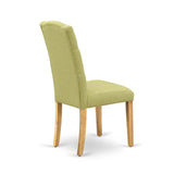 East West Furniture CEP4T07 Celina Parson Dining Room Chairs - Button Tufted Limelight Linen Fabric Upholstered Chairs, Set of 2, Oak East West Furniture