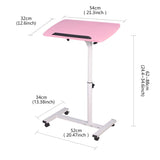 Qiveno Mobile Laptop Table, Small Standing Desk, Angle & Height Adjustable Rolling Laptop Desk Cart Over Bed Table for Home Office (Pink) Qiveno