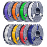 SUNLU 3D Printer Filament Bundle, PETG Filament 1.75mm, Neatly Wound, Individually Vacuum Packed, 250g Spool, 8 Rolls, White+Transparent+Red+Blue+Yellow+Green+Orange+Purple