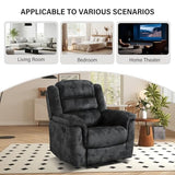 EBELLO Manual Recliner Chair, Soft Fabric Recliner Sofa with Overstuffed Armrest and Backrest for Living Room, Bedroom, Grey