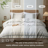 Ranunculus Tufted Stripes Ombre Queen Duvet Cover Set, Soft Brushed Microfiber Striped Duvet Cover Queen Size with Button Closure & 2 Pillow Shams, Comforter Not Included (White Ombre, 90"x90") Ranunculus