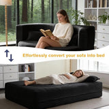 78" Full Size Convertible Futon Sofa Bed, Corduroy Folding Sleeper Sofa Bed with Pillow, Foam Mattress Futon Loveseat Couch, No Assembly Folding Boneless Couches for Living Room, Space‑Saving, Black extrasleep