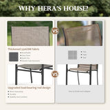 HERA'S HOUSE 5 Piece Patio Dining Set, 4 x Brown Textilene Dining Chair and 37" Square Wood-Like Dining Table with Umbrella Hole, Outdoor Table and Chairs Set for Lawn Garden Backyard Deck HERA'S HOUSE