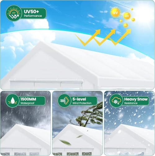 COBIZI 10x30FT Party Tent Heavy Duty Event Shelter Outdoor Wedding Gazebo Canopy Tent for Parties Carport BBQ Commercial with Removable Sidewall Windows, Powder Coating (Better Than Galvanized),White COBIZI