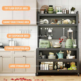 SunSettler 63.98" Tall Metal Kitchen Pantry Storage Cabinet, Large Capacity Hutch Cabinet with Acrylic Doors and Microwave Stand, Bakers Racks with Storage for Kitchens, Pantry (Grey, 80cm) SunSettler