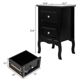 Bonnlo Black Nightstand Set of 2, Nightstands with 2 Drawers, Bed Side Table/Night Stand, Small Nightstand for Bedroom, Small Spaces, College Dorm, Kids’ Room, Living Room, Wood, 16W x 12D x 24H Bonnlo