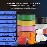 UJOYBIO 8 Color Bundle Elite PLA+ 3D Printer Filament, Multicolor PLA+ 1.75mm, Individually Vacuum Packed, 0.25kg Spool, 8 Pack (Black+Cream White+Grey+Orange Yellow+Red+Dark Blue+Green+Iris Purple)