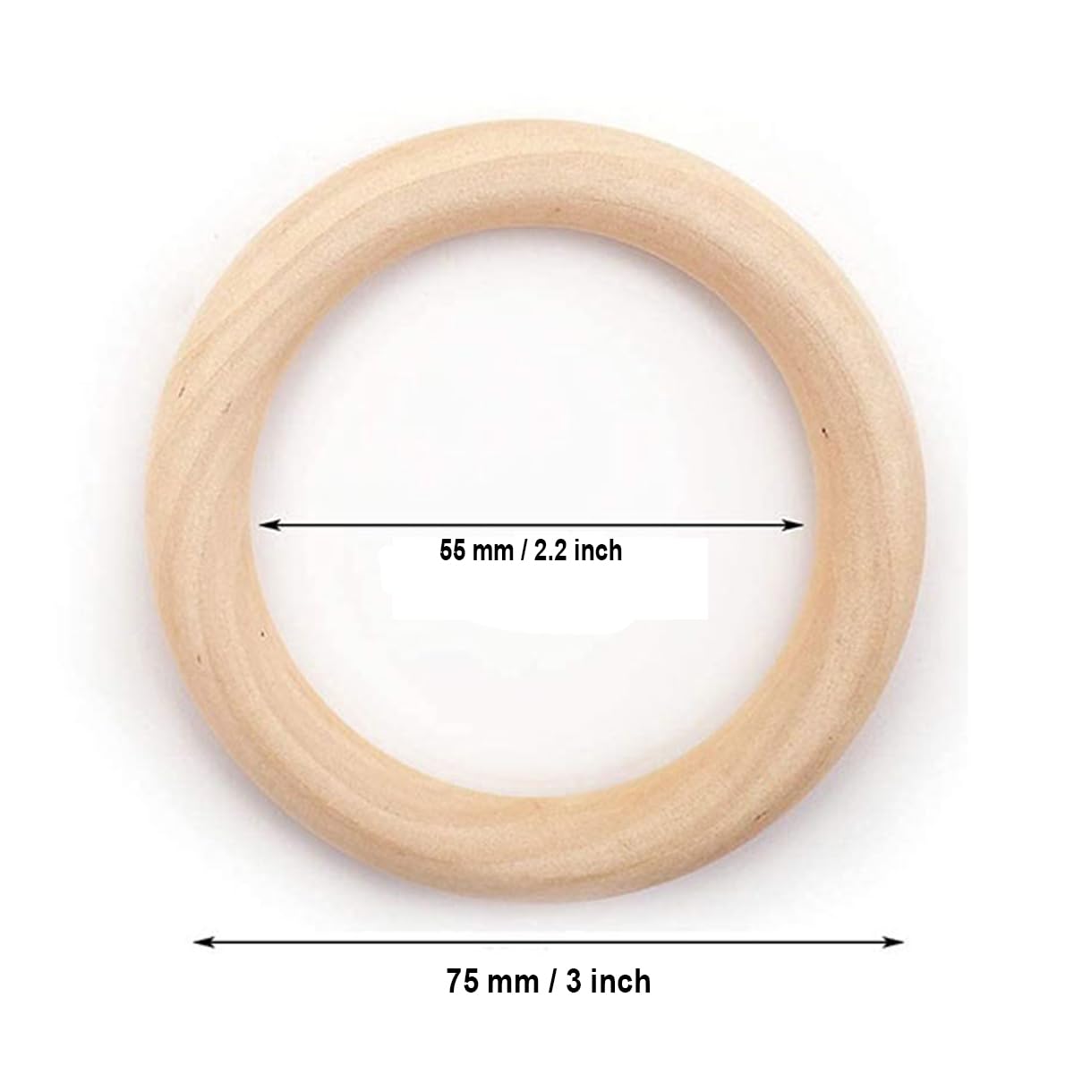10 PCS 75mm Unfinished Wooden Rings for Craft, 3 Inch Nature Solid Wood for DIY Crafts Without Paint, Macrame Rings for Pendant and Connectors Jewelry Making PONGJA