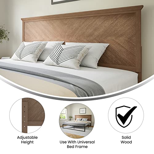 Frenti King Size Adjustable Herringbone Headboard in Light Brown by EMMA + OLIVER - WoodArtSupply