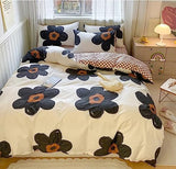 Houseri Black Floral Comforter Set Twin Beige 3D Floral Bedding Comforter Sets Twin Size for Toddler Girls Kawaii Flowers Comforter Cute Relief Print Bedding Beige White Flower Bedding Set Twin Houseri