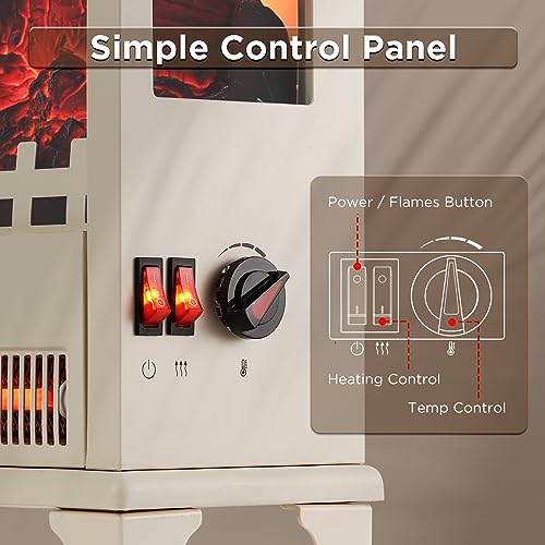 TURBRO Suburbs TS17Q Infrared Electric Fireplace Stove, 19" Freestanding Stove Heater with 3-Sided View, Realistic Flame, Overheating Protection, CSA Certified, for Small Spaces, Bedroom - 1500W TURBRO