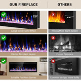 Ludatido 50 Inch Electric Fireplace Wall Mounted and Recessed with Remote Control, Color Adjustable/Realistic Flame W/Timer 1500/750W 400 sq.ft Heating Output Fireplace Heater Ludatido