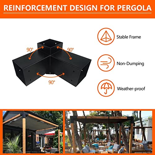 ITeVe.GD 3-Way Pergola Bracket Kit,3-Way Right Angle Corner & Concrete Post Base DIY Kit for 4x4 (Actual:3.5"x3.5") Lumber for Outdoor Pergolas,Gazebos,Log Cabins W/Hardware - 8 Pack… ITeVe.GD
