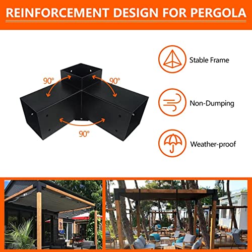 ITeVe.GD 3-Way Pergola Bracket Kit,3-Way Right Angle Corner & Concrete Post Base DIY Kit for 4x4 (Actual:3.5"x3.5") Lumber for Outdoor Pergolas,Gazebos,Log Cabins W/Hardware - 8 Pack… - WoodArtSupply