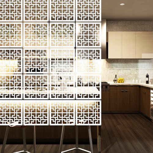 Lchen Hanging Room Divider,10 Pieces Wood-Plastic Hanging Panels 0.2“Thick Screen Panel for Living Room Bedroom Home Decoration(FY,11.4"X11.4") Lchen