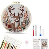 Huacan 1pc Stitched Deer with Floral Embroidery Kit - Handmade Craft Set for Creative Hobby & Unique Gift